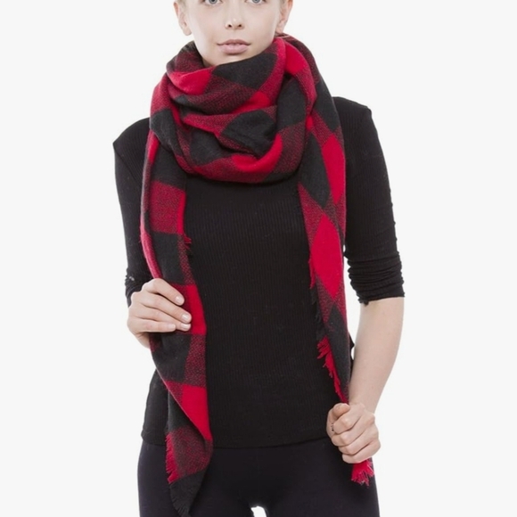 BYOS Womens Chunky Plaid Tartan Checked Soft Brushed Scarf Wrap Tassel Trims - Picture 2 of 6